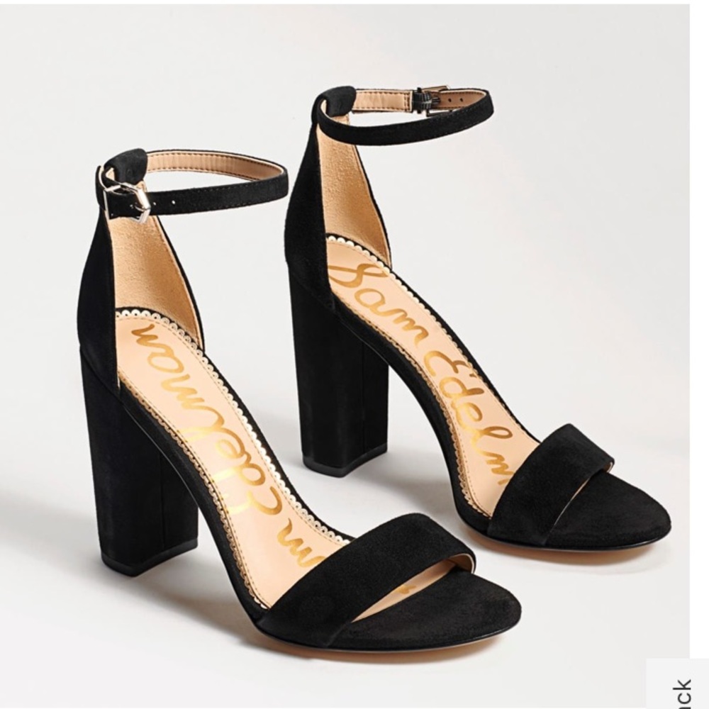 Sam Edelman black suede YARO BLOCK HEEL SANDAL, size 8.5